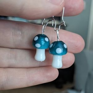 Glass bead mushroom earrings